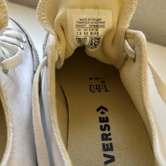 Converse White Lift Platform Canvas Sneakers Size 7.5 - Picture 13 of 14